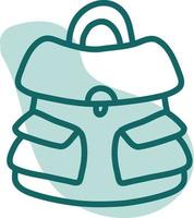 Blue school bag, illustration, vector on a white background.