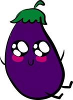 Cute eggplant, illustration, vector on white background.