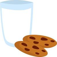 Cookie with milk, illustration, vector on white background.