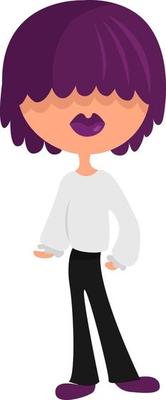 Man with purple hair, illustration, vector on white background