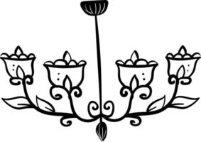 Decorative chandelier drawing, illustration, vector on white background.