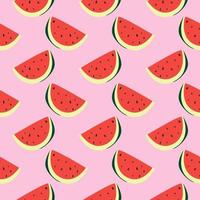 Delicious watermelon ,seamless pattern on pink background. vector