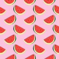 Delicious watermelon ,seamless pattern on pink background. vector