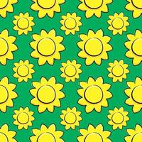 Yellow sunflowers ,seamless pattern on green background. vector