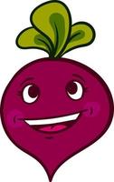 Beet with a happy face, illustration, vector on a white background.