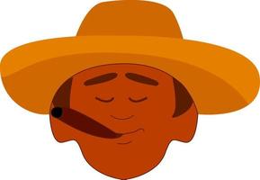 Cuban with hat, illustration, vector on white background.