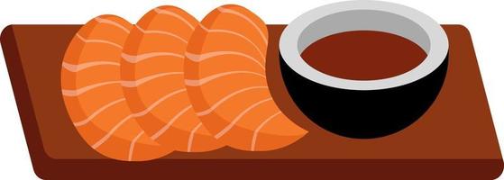 Sashimi asiático, ilustración, vector sobre fondo blanco