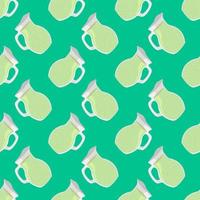 Kettle pattern, seamless pattern on green background. vector
