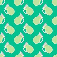 Kettle pattern, seamless pattern on green background. vector