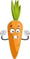 Scared carrot, illustration, vector on white background.