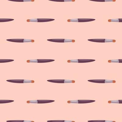 Makeup brush , seamless pattern on a pink background.