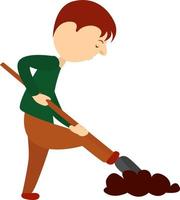 Man dig the ground, illustration, vector on white background