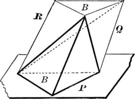 Volume of Triangular Prism, vintage illustration. vector