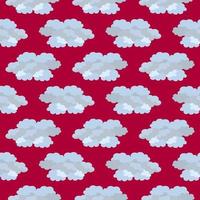 White clouds , seamless pattern on a red background. vector
