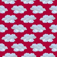 White clouds , seamless pattern on a red background. vector