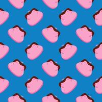 Pink purse for money,seamless pattern on blue background. vector
