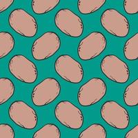 Small potato, seamless pattern on green background. vector