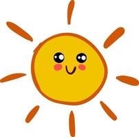 Happy sun smiling, illustration, vector on white background.