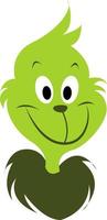 Green grinch, illustration, vector on white background.
