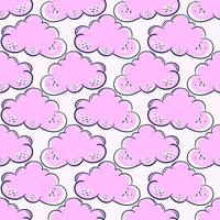 Clouds pattern, seamless pattern on pink background. vector