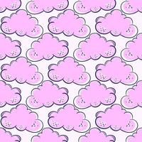 Clouds pattern, seamless pattern on pink background. vector