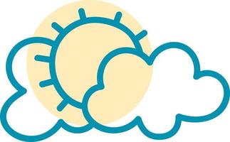 Sun with clouds, illustration, vector on white background.