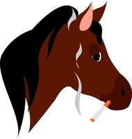 Smoking horse, illustration, vector on white background.