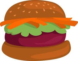 Vegan burger, illustration, vector on white background.