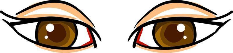 Big brown eyes, illustration, vector on white background.