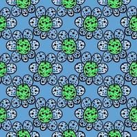 Cute blue flower , seamless pattern on a blue background. vector