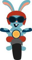 Bunny on bike, illustration, vector on white background.