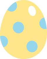 Yellow easter egg with blue dots, illustration, vector on a white background.