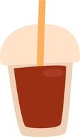 Cold coffee in cup to go, illustration, vector on a white background.