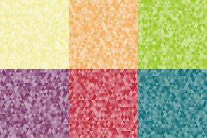 Set of abstract yellow, orange, green, blue, red, purple colors geometric triangles shapes mosaic pattern background vector