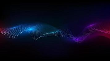 Abstract neon lights dots particles dynamic wave flowing on dark background technology digital futuristic concept vector