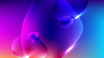 Abstract liquid bubbles vibrant gradient shapes on blue and pink background with lighting effect vector