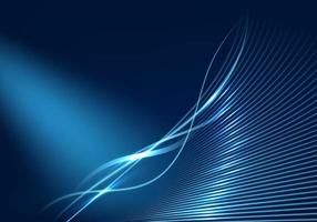 Abstract technology concept blue glowing lines elements on dark blue background with lighting effect vector