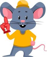 Mouse with red glove, illustration, vector on white background.