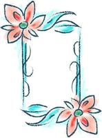 Floral frame, illustration, vector on white background.