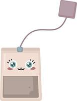 Cute tea bag, illustration, vector on white background.