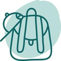 Backpack with hat, illustration, vector on a white background.