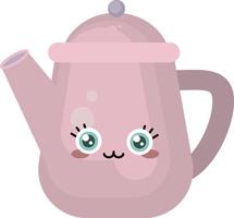 Happy kettle, illustration, vector on white background.