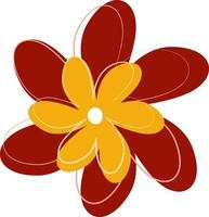 Red and yellow flower, illustration, vector on white background.