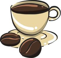 Hot cup of coffee, illustration, vector on white background.