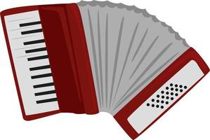 Red accordion, illustration, vector on white background