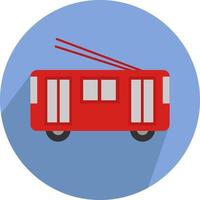 Red tram, illustration, vector on white background.