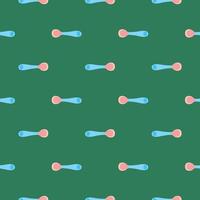 Silver spoon,seamless pattern on green background. vector
