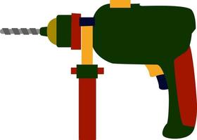 Electric drill, illustration, vector on white background.