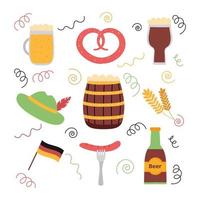 A set of items for the Oktoberfest festival on a white background vector