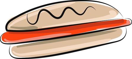 Hotdog, illustration, vector on white background.